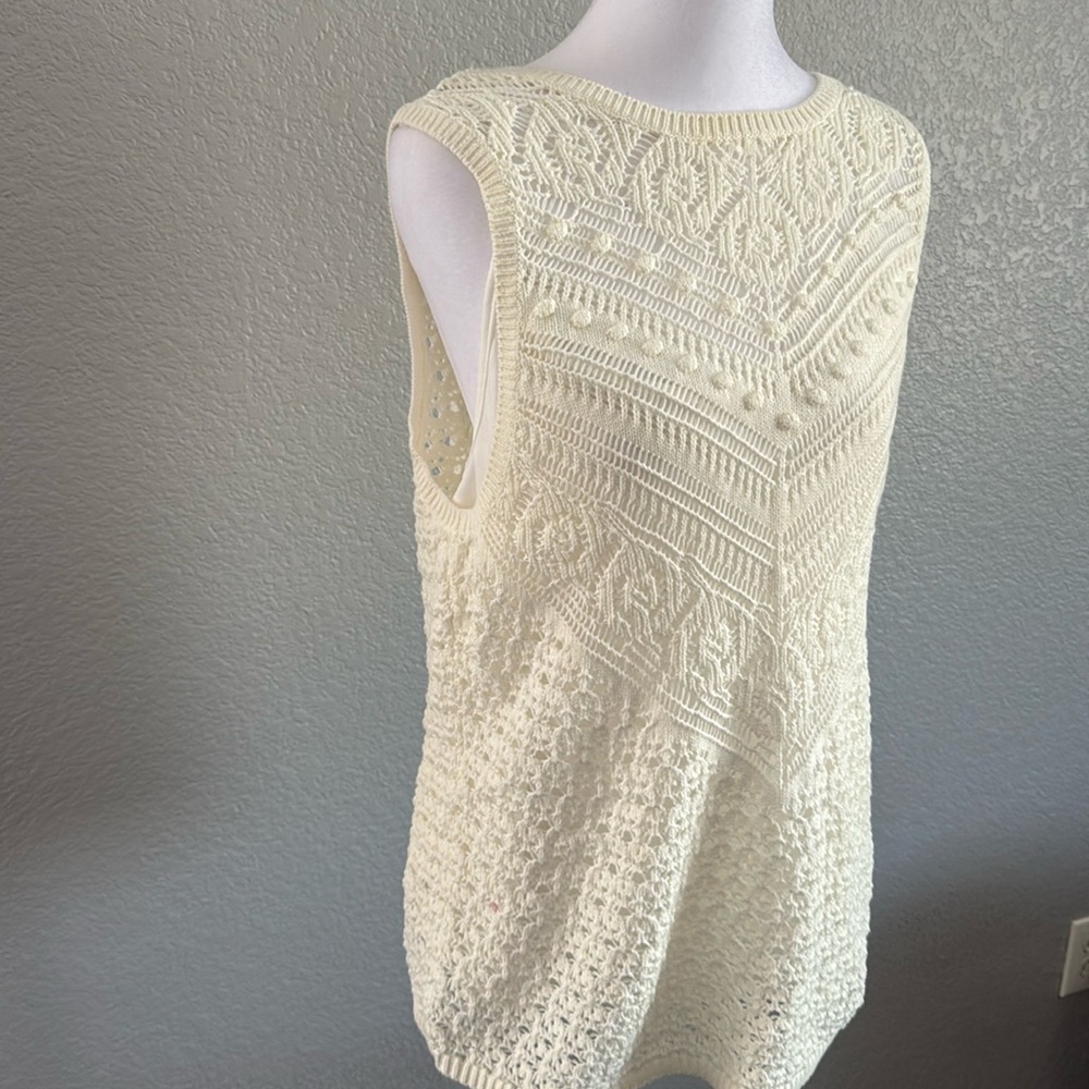 INC International Concepts Ivory Knit crochet sleeveless top size xxl - Picture 6 of 7